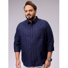 Hardsoda By The Indian Garage Co Mens Navy Blue Plus Size Striped Casual Shirt