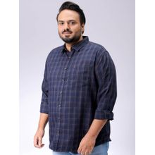 Hardsoda By The Indian Garage Co Mens Navy Blue Plus Size Checkered Casual Shirt