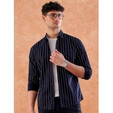 Hardsoda By The Indian Garage Co Mens Navy Blue Striped Casual Shirt