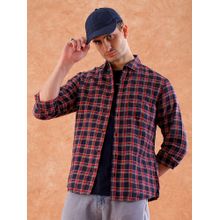 Hardsoda By The Indian Garage Co Mens Navy Blue Checkered Casual Shirt