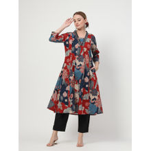 Zelena Rayon Maternity Anarkali and Pant -Navy Blue