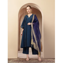 Zelena Cotton Maternity Kurta Pant and Dupatta - Teal