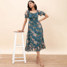 Twenty Dresses By Nykaa Fashion Right On Ruche Floral Dress - Multi-Color