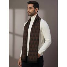 Zamour Geometric Pattern Woollen Muffler - Brown