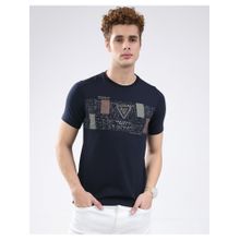 Monte Carlo Men Navy Blue Smart Fit Round Neck Printed Half Sleeve T-Shirt