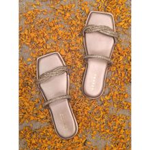 Devano Rose Gold Twisted Crystal Flats