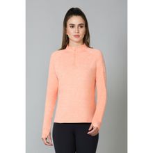Van Heusen Women Proactive Stretchable & Half Zip T-Shirt - Peach Plum