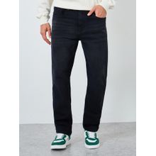 Styli Men Black Mid Wash Relaxed Fit Jeans
