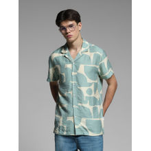 Jack & Jones Mens Green Comfort Fit Printed Shirt