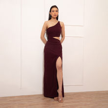 RSVP by Nykaa Fashion Maroon One Shoulder Bodycon Maxi Dress