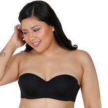 Enamor F074 Full Figure Strapless Multi-Way Bra - Padded Wired Medium Coverage - Black