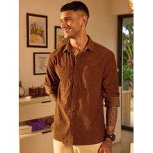 Bewakoof Men Rust Orange Corduroy Shirt