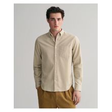 GANT Men Beige Solid Button-Down Collar Full Sleeves Corduroy Shirt
