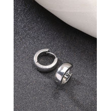 NVR Men Silver Plated Stainless Steel Hoop Earrings