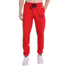 AM SWAN Premium Cotton Printed Joggers In Red