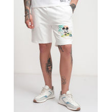 HIGHLANDER Men Disney Mickey Off White Relaxed Fit Shorts
