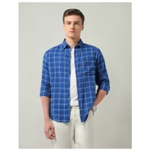 AD By Arvind Windowpane Checked Regular Fit Indigo Shirt