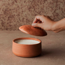 Ellementry Terracotta Curd Setter With Wooden Lid Small