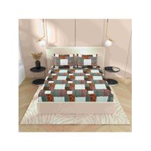 Indra's Cotton Elastic Fitted Double Bed Bedsheet With 2 Pillow Covers Blue