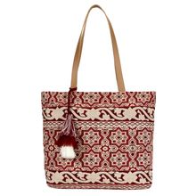 Anekaant Showy Beige and Off-White Cotton Jacquard Handbag