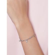 Giva Sterling Silver Zircon Triple Heart Bracelet For Women(Adjustable)