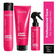 Matrix Opti.Repair 3-Step Liquid Protein System, Shampoo, Conditioner & Spray, Repairs Damage From 1st Use