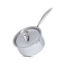 Bergner Argent Triply Stainless Steel Saucepan With Lid, 16 Cm, Induction Base, Silver
