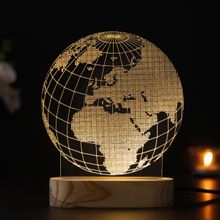 eCraftIndia Globe Design Decorated Table Night Lamp with Rechargeable Battery