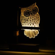 eCraftIndia Owl Bird On Tree Branch Decorated Table Night Lamp with Rechargeable Battery