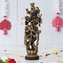 eCraftIndia Handcrafted Standing Lord Krishna Idol Playing Flute Statue