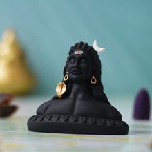 eCraftIndia Handcrafted Polyresin Black Adiyogi Lord Shiva Statue