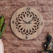 eCraftIndia Light Brown Floral Designer Wooden Wall Clock