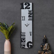 eCraftIndia Grey Vertical Rectangular Decorative Wooden Wall Clock