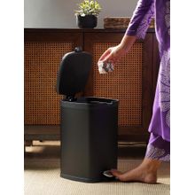 Pure Home + Living Black Steel Square Pedal Waste Bin with Lid