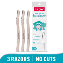 Sirona Blink and Glow Eyebrow and Face Razors for Painfree Facial Hair Removal (Pack of 3)