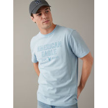 American Eagle Men Blue Super Soft Logo Graphic T-Shirt