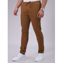 The Indian Garage Co Men Slim Fit Solid Mid-Rise Elasticated Linen Jogger Trouser