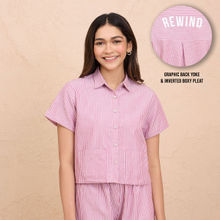 Nykd By Nykaa Super Comfy Cotton Boxy Shirt - NYS913- Grape stripe