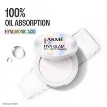 Lakme 9To5 Hya Glam Instant Set + Blot Powder Blur Pores, Control Shine Soft Matte Finish - Natural