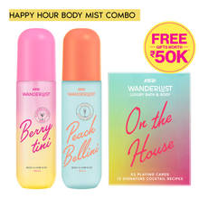 Wanderlust Berry Tini & Peach Bellini Body & Hair Cocktail Mist Combo with Free Deck of Cards