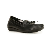Bata Solid Black Loafers