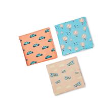 hexafun 100 Perc Organic Cotton Mens Hankies, Pack of 3, Travel Theme