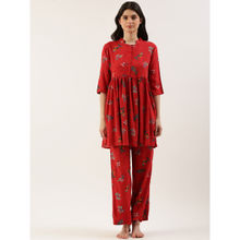 Clt.s Women Red Floral Kurti & Palazzo (Set of 2)