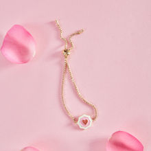 Pipa Bella by Nykaa Fashion Pink and White Heart Enamel Bolo Chain Bracelet