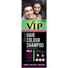 VIP Hair Colour Shampoo Instant Hair Color For Men & Women - Black (Family Pack)