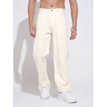 SHOWOFF Men Off White Straight Fit Jeans