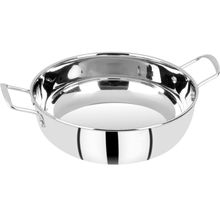 Bergner Essential Stainless Steel Kadhai, 24 Cm, Induction Base, Silver