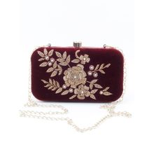 Odette Maroon Embellished Sassy Clutch