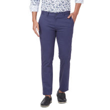 Parx Tapered Fit Solid Blue Trouser