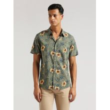 Pepe Jeans Olive Benjiro Floral Printed Cotton Modal Shirt